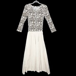 Aerie Women's Maxi Dress Size Small Leopard Print‎ Drop Waist Ballerina Cream